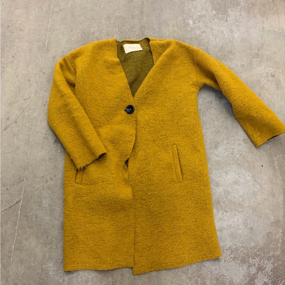 Giusy made in Italy wool blend Mustard Teddy cardigan Jacket